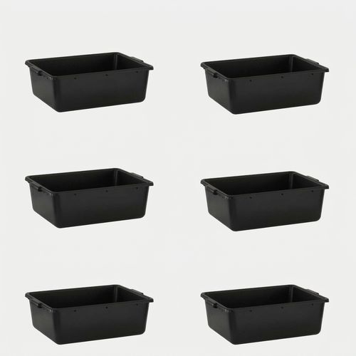 9-Gallon Black Bus Tubs, 6-Pack