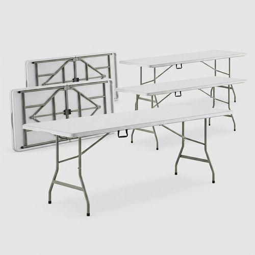 Granite-White Bi-Folding 30 by 96-Inch Banquet Tables, Set of 5